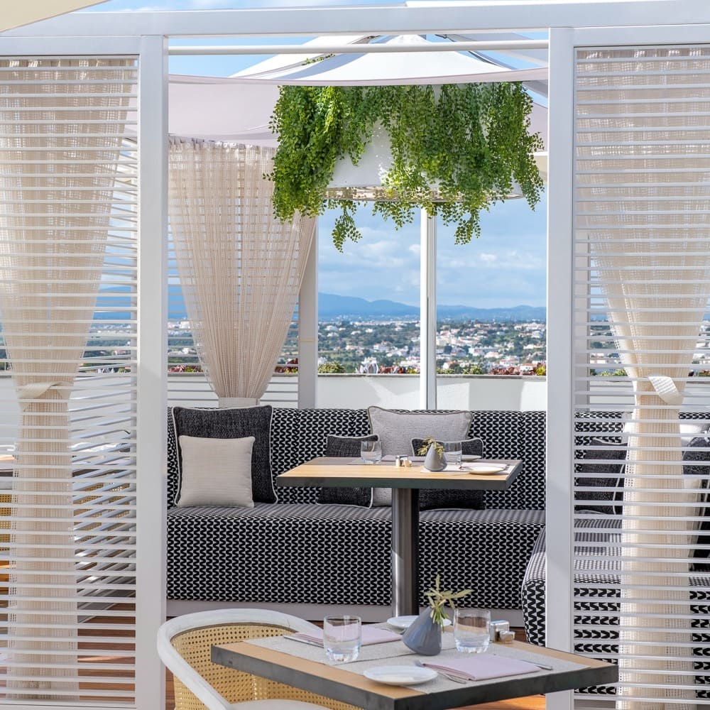 Exterior view of Paper Moon Algarve with stylish architecture Exterior view of Paper Moon Algarve with stylish architecture