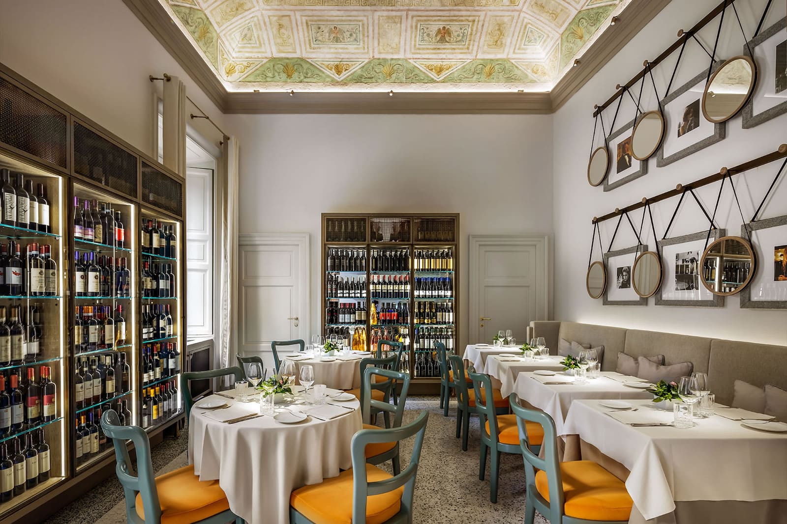 Outdoor dining area surrounded by lush greenery