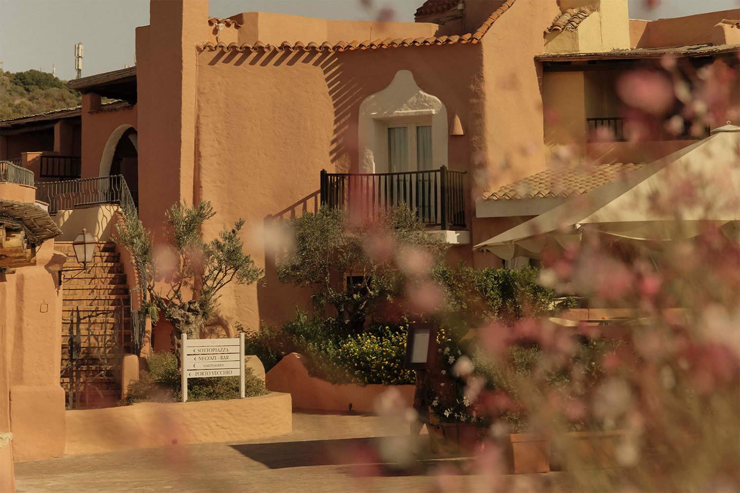 Paper Moon Porto Cervo beachfront entrance at sunset