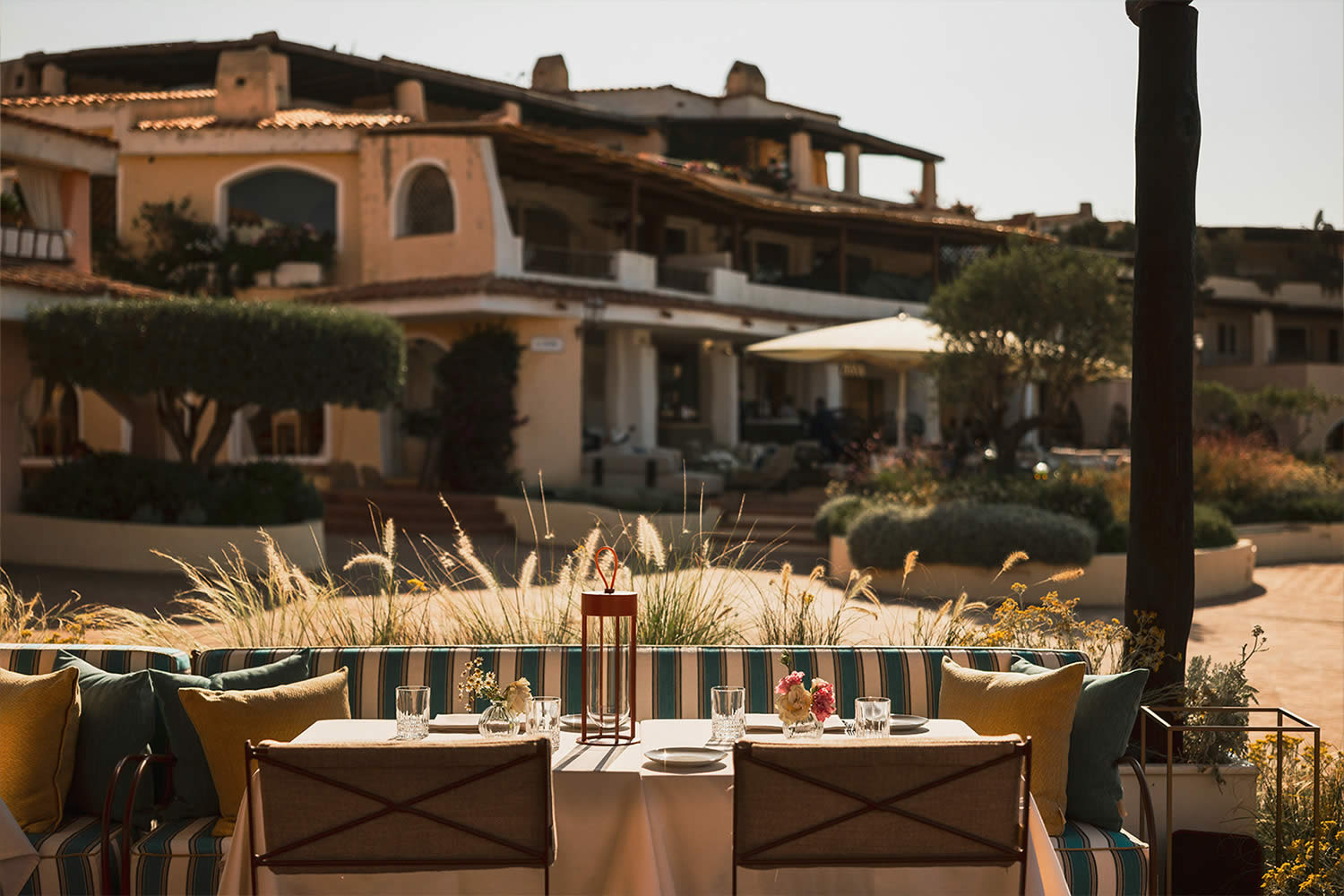 Paper Moon Porto Cervo beachfront entrance at sunset
